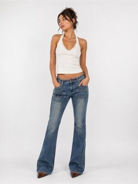7 For All Mankind Women's Medium Blue Flared Jeans